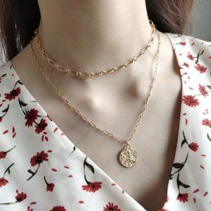 NEW - 14K gold Vermeil on 925 Sterling Silver Mermaid Round Medallion Necklace